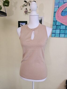 Elie Sleeveless Keyhole Knit Top - Beige Sz M